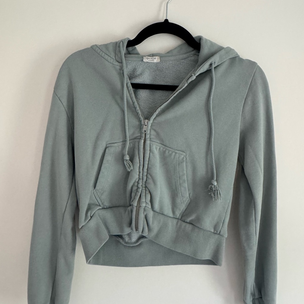 John Galt Sage Green cropped hoodie